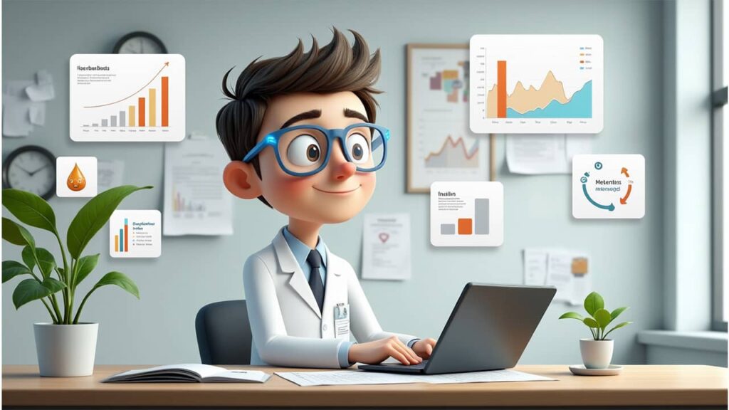 Alex reviewing scientific studies behind NuviaLab Sugar Control ingredients”
