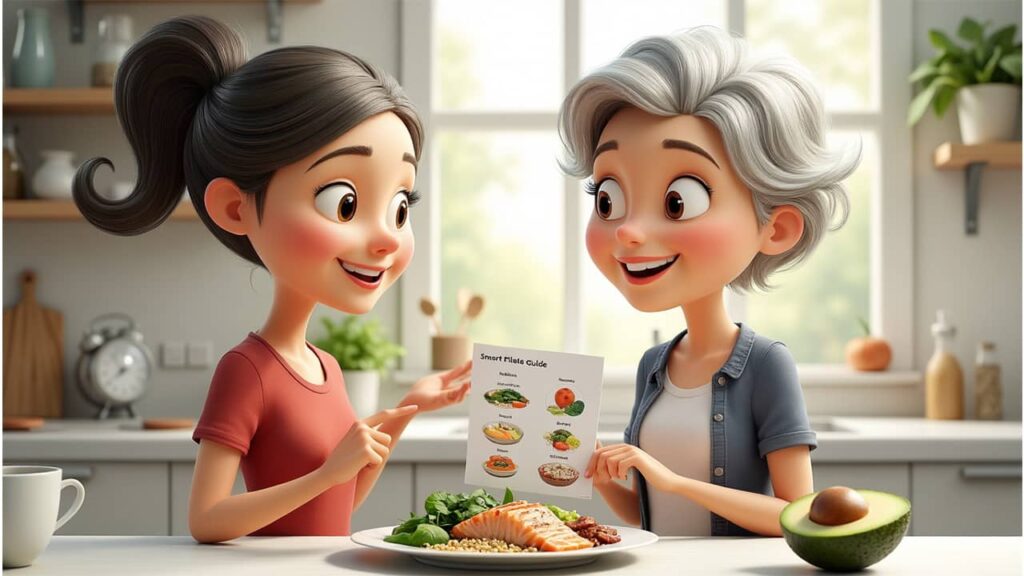 Alex explaining healthy meal choices to lower A1C naturally”